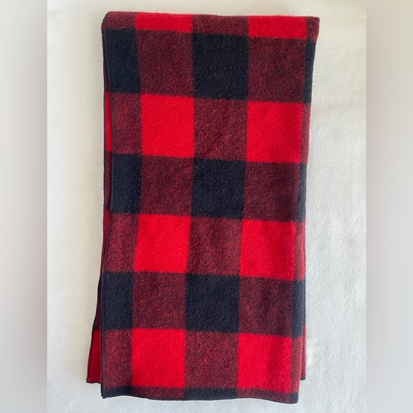 Vintage Pearce WOOLRICH Wool BLANKET Buffalo Check Red BLACK 56x60 Whip Stitch - Picture 3 of 7